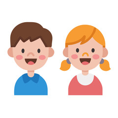 Two happy children a boy and girl illustration