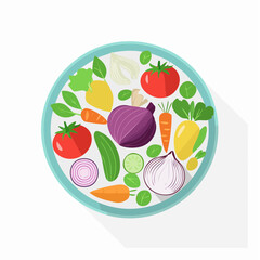Vibrant Fresh Vegetables Salad Bowl Illustration Healthy Eating and Diet Concept