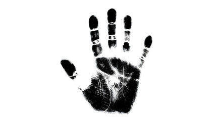 White Handprint Silhouette on Black Background graphic