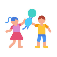 Children with balloons illustration on black background