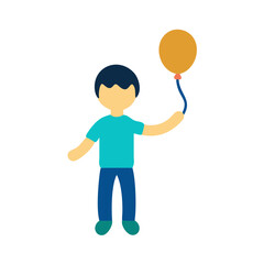 Illustration of Child Holding Balloon Isolated on Black Background