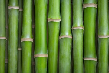 Obraz premium Bamboo stalks arranged closely together in a natural pattern showcasing vibrant green hues