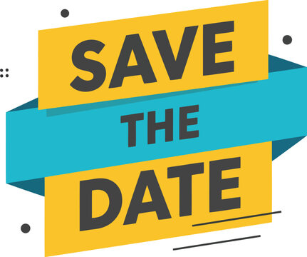 Save the date graphic announcement ribbon modern clean design vector - Powered by Adobe