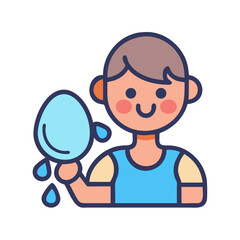 Boy with Water Balloon for Summer Fun Illustration