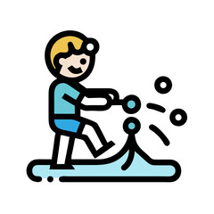 Boy on skateboard vector icon isolated over black background