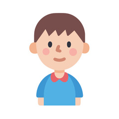 Flat vector cartoon illustration of a cute smiling boy