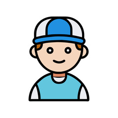 Cartoon illustration of a boy with baseball cap