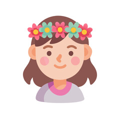 Smiling girl wearing a flower crown on black background