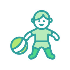 Cartoon boy ready to play with a ball illustration