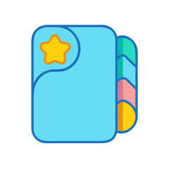 Colorful file folder with dividers and star icon illustration