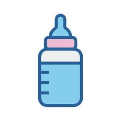 Infant feeding bottle illustration on black background for baby