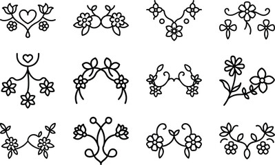 Elegant Floral Line Art Designs  Hand-Drawn Botanical Clipart for Tattoos, Crafts & Decor