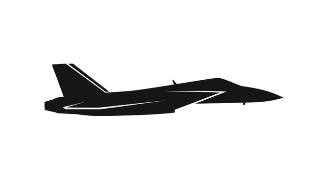 Silhouette of a modern fighter jet aircraft in flight.