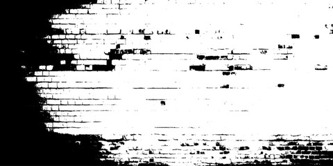 Black and white brick wall. monochrome brick wall with vintage grunge texture. Grunge black and white brick wall background. Abstract texture for background.