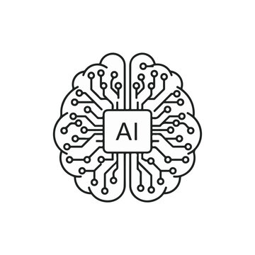 Ai brain vector illustration represents artificial intelligence and neural networks scalable