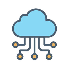 Stylized cloud computing connection graphic, digital network symbol for data exchange