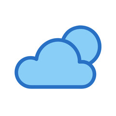 Stylized cloud and sun illustration on a black background conveying a weather forecast
