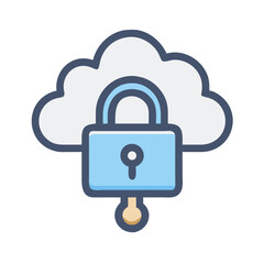 Secured Cloud Computing: Padlock on Cloud Symbolizing Data Protection and Cyber Security