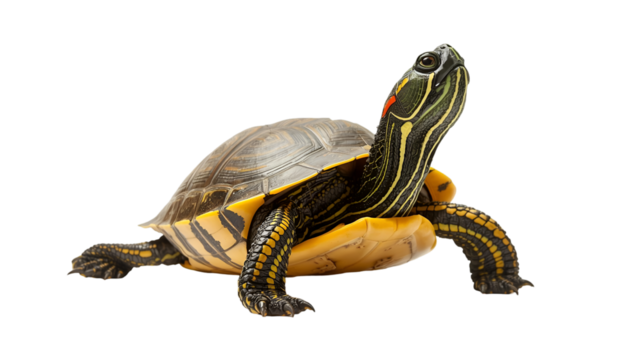 Red Eared Slider Turtle on Black Background reptile