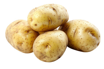 Freshly harvested potatoes gathered together on a white background showcasing their natural beauty isolated on transparent background