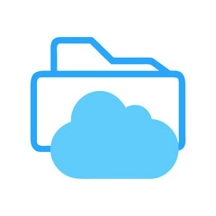 Blue outlined folder icon with a cloud inside, a simple flat design