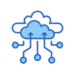 Cloud computing network connection graphic icon on black background representing digital infrastructure