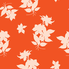 Seamless floral pattern, classic flower ornament, abstract ditsy print in vintage motif. Elegant botanical design of beautiful large wild flowers, leaves, small branches, herbs. Vector illustration.	
