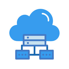 Simplified Cloud Server Network Diagram in Blue Tones on a Black Background