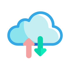 Cloud Computing Upload and Download Illustration with Arrows on Black Background