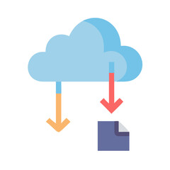 Simple cloud computing file upload and download diagram on black background
