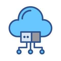 Conceptual cloud computing graphic representing data connection and network solutions, modern design