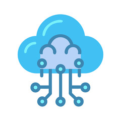 Abstract cloud computing illustration showing data connections on a black background