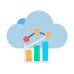 Cloud computing data analysis graph showing business growth and financial success