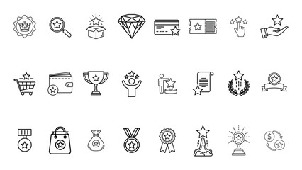 Benefit Line Icon Set | Advantage, Profit, Growth, Reward, Feature, Success, Value, Vector Icons