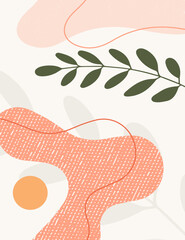 Minimalistic illustration of boho style wallpaper in orange tones