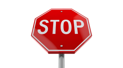 Red Octagonal Stop Sign on Metal Pole traffic sign