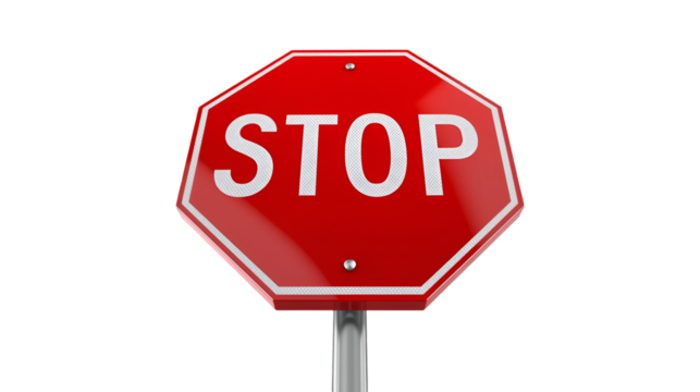Red Octagonal Stop Sign on Metal Pole traffic sign