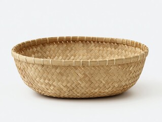 Obraz premium Woven Basket: A handcrafted, woven basket, showcasing the intricate patterns and textures of natural fibers, perfect for displaying artisanal goods.
