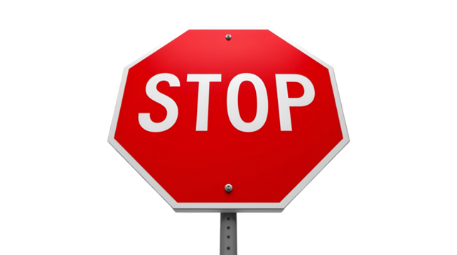 Red Octagonal STOP Sign with White Text stop sign