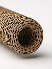 Obraz premium Abstract Roll Structure: A close-up perspective of a unique, intricately designed roll of natural material, revealing a captivating network of interwoven patterns and textures.