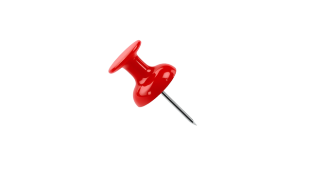 Red Thumbtack with Silver Needle on Black Background