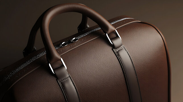 A sophisticated brown leather duffel bag featuring detailed stitching, metal accents, and a sleek zipper design, ideal for travel and stylish adventures.