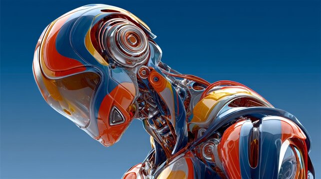 3D representation of an AI robot, cybernetic figure, or NFT art