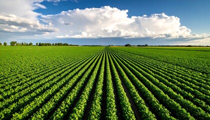 Vast, vibrant soybean field