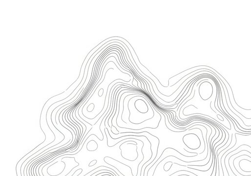 Abstract monochrome mountain range with intricate topographic contour line art