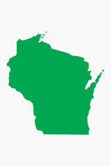 Vector graphic artwork suitable for print and web containing flat detailed map of WISCONSIN