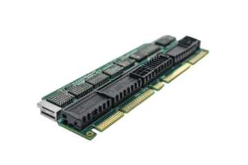 Exploring the intricate design of a modern computer circuit board in a bright studio setting isolated on transparent background