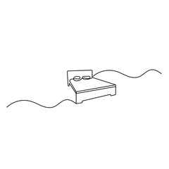 Obraz premium Bed icon continuous one line drawing outline double-size bed vector illustration