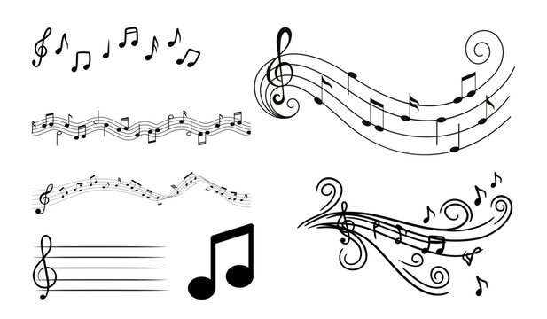 Elegant musical notes and clef compilation for creative projects, invitations, or artistic designs