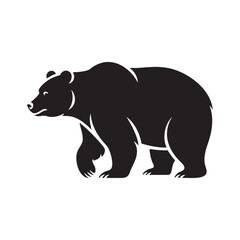 Fierce Grizzly Bear Profile Vector Silhouette Roaring Mascot